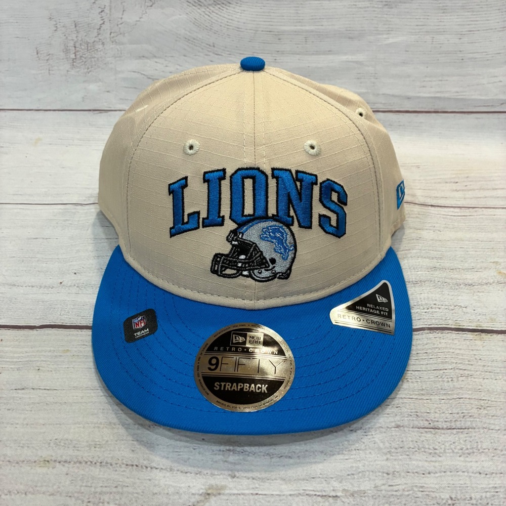 New Era Detroit Lions 9FIFTY Retro Crown Strapback Hat Mens OSFM Tan Blue NFL